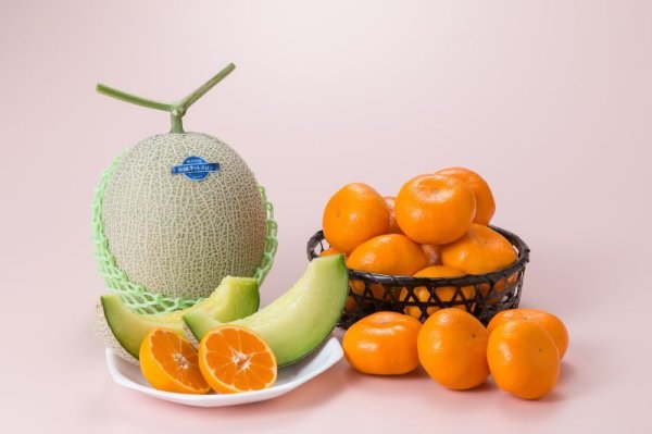 画像1: メロン＆みかん　バスケット付 (1)